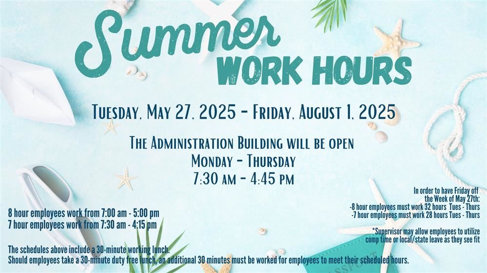  2025 GPISD Summer Hours